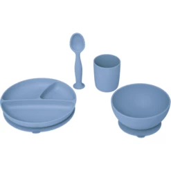 Atmosphera Set Di Stoviglie In Silicone 4 Pezzi Grigio-blu