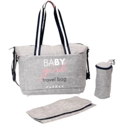 BABY ON BOARD Borsa Fasciatoio Simply Duffle Baby Girl, Grigio Screziato
