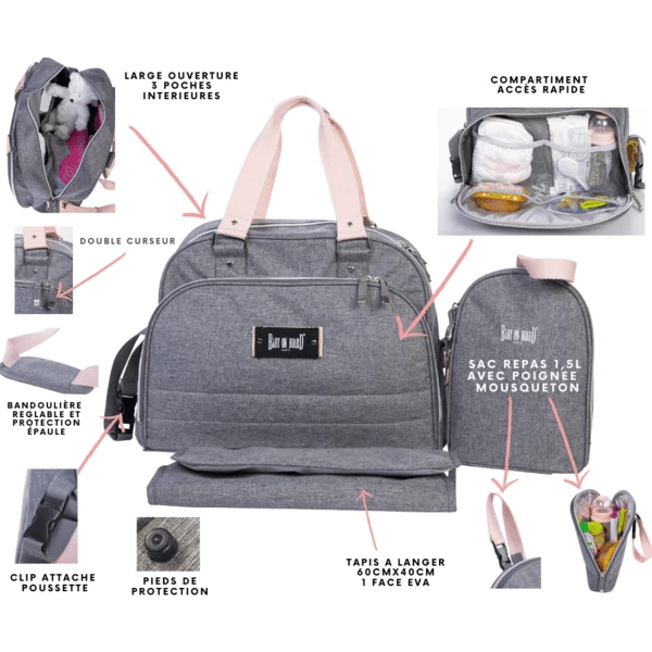 BABY ON BOARD Borsa Fasciatoio Urban Classic Grey 6 BABY ON BOARD Borsa Fasciatoio Urban Classic Grey - immagine 4