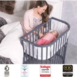 Babybay Lettino Co-sleeping Boxspring Comfort Plus, Grigio Ardesia Laccato -Negozio online Pink Or Blue babybay lettino co sleeping boxspring comfort plus grigio ardesia laccato a376133 4