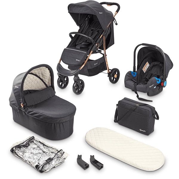 BabyGO Passeggino 3 In 1 - Nero/oro 3 BabyGO Passeggino 3 In 1 - Nero/oro