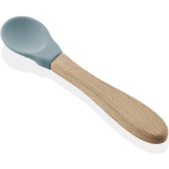 BabyJem Cucchiaio In Silicone Con Manico In Legno, Menta
