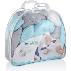 BabyJem Paracolpi Intrecciato - Azzurro/grigio/bianco -Negozio online Pink Or Blue babyjem paracolpi intrecciato azzurro grigio bianco a375392 2