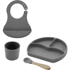 BabyJem Set Pappa In Silicone - Grigio -Negozio online Pink Or Blue babyjem set pappa in silicone grigio a375325 3