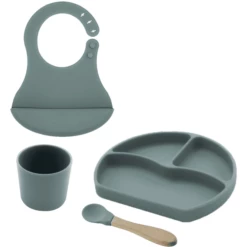BabyJem Set Pappa In Silicone - Verde -Negozio online Pink Or Blue babyjem set pappa in silicone verde a375327 2