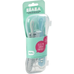 BEABA Set Di 2 Cucchiai Per Bambini In Silicone Con Scatola Di Conservazione 1a Età Blu/grigio -Negozio online Pink Or Blue beaba set di 2 cucchiai per bambini in silicone con scatola di conservazione 1a eta blu grigio a303125 3