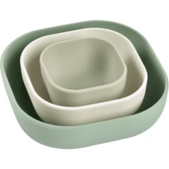 BEABA ® Set Di 3 Ciotole, Verde Salvia/ Cotton / Grigio Chiaro In Silicone