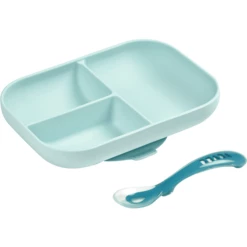 BEABA Set Piatto E Cucchiaio In Silicone, Età 2 Anni, Blu -Negozio online Pink Or Blue beaba set piatto e cucchiaio in silicone eta 2 anni blu a281599 2