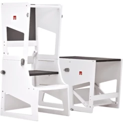 Bianconiglio Kids® Torre Di Apprendimento Montessoriana Transformer R Con Lavagna, Bianco Opaco