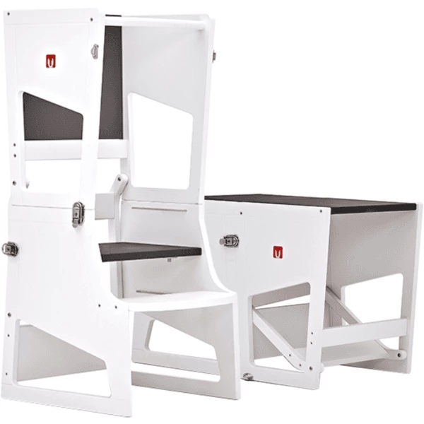 Bianconiglio Kids® Torre Di Apprendimento Montessoriana Transformer R Con Lavagna, Bianco Opaco 6 Bianconiglio Kids® Torre Di Apprendimento Montessoriana Transformer R Con Lavagna, Bianco Opaco - immagine 4