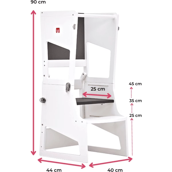 Bianconiglio Kids® Torre Di Apprendimento Montessoriana Transformer R Con Lavagna, Bianco Opaco 7 Bianconiglio Kids® Torre Di Apprendimento Montessoriana Transformer R Con Lavagna, Bianco Opaco - immagine 5