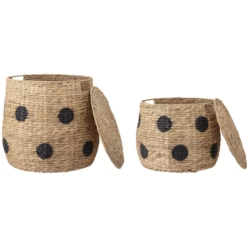 Bloomingville MINI Cesto Con Coperchio A Pois Thinne -Negozio online Pink Or Blue bloomingville mini cesto con coperchio a pois thinne a382303 4