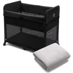 Bugaboo Lettino Da Viaggio Stardust Black Con Lenzuolo In Cotone Stardust Mineral White