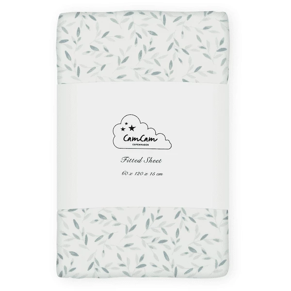 Cam Cam Copenhagen Cam Cam® COPENHAGEN Lenzuolo Con Angoli 60 X 120 Cm, Green Leaves 4 Cam Cam Copenhagen Cam Cam® COPENHAGEN Lenzuolo Con Angoli 60 X 120 Cm, Green Leaves - immagine 2