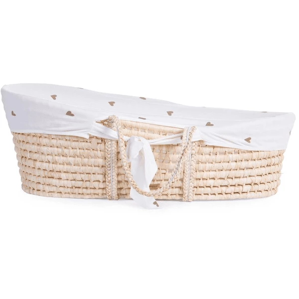 CHILDHOME Culla In Foglia Di Mais Incl. Materasso E Rivestimento, Heart 3 CHILDHOME Culla In Foglia Di Mais Incl. Materasso E Rivestimento, Heart