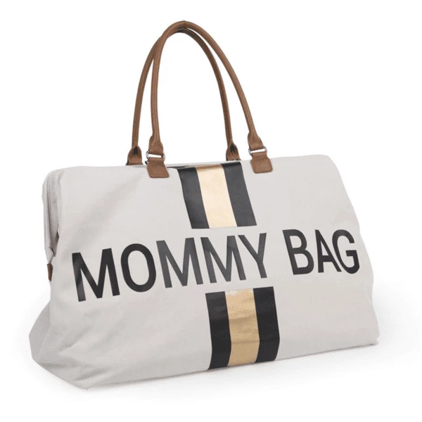 CHILDHOME Mommy Bag Grande Canvas Beige Stripes Black/Gold 4 CHILDHOME Mommy Bag Grande Canvas Beige Stripes Black/Gold - immagine 2