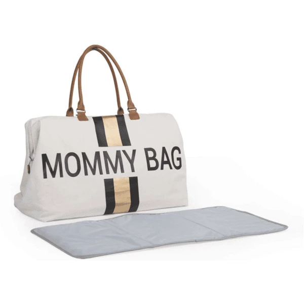 CHILDHOME Mommy Bag Grande Canvas Beige Stripes Black/Gold 5 CHILDHOME Mommy Bag Grande Canvas Beige Stripes Black/Gold - immagine 3