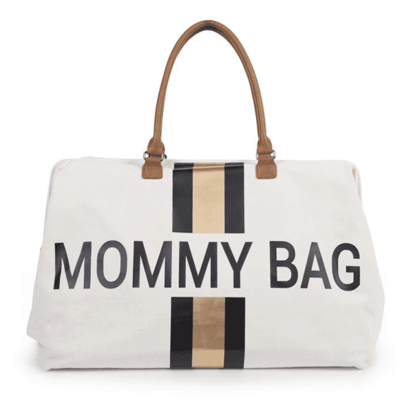 CHILDHOME Mommy Bag Grande Canvas Beige Stripes Black/Gold 3 CHILDHOME Mommy Bag Grande Canvas Beige Stripes Black/Gold