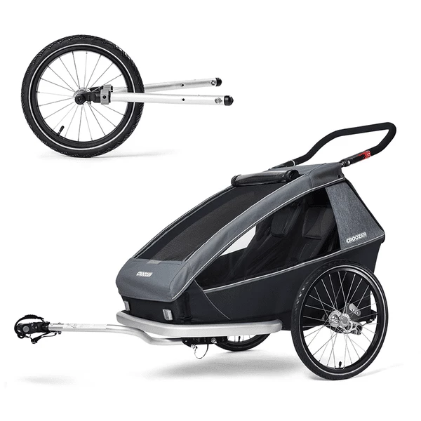 CROOZER Rimorchio Per Biciclette Kid Vaaya 2 Graphite Blue, Incl. Set Jogger 3 CROOZER Rimorchio Per Biciclette Kid Vaaya 2 Graphite Blue, Incl. Set Jogger