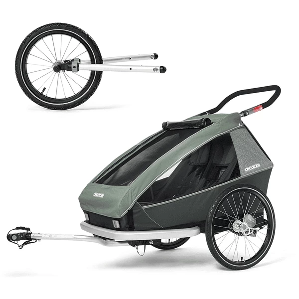 CROOZER Rimorchio Per Biciclette Kid Vaaya 2 Jungle Green, Incl. Set Jogger 3 CROOZER Rimorchio Per Biciclette Kid Vaaya 2 Jungle Green, Incl. Set Jogger