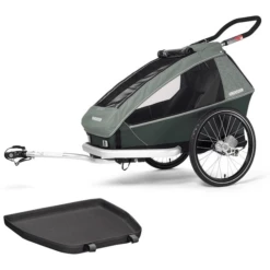CROOZER Rimorchio Per Biciclette Per Bambini Kid Vaaya 1 Con Tappetino Protettivo Per I Piedi, Verde