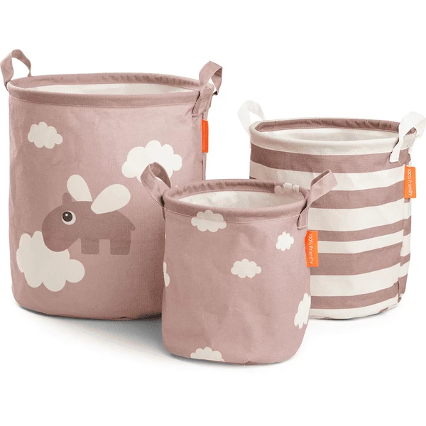 Done By Deer ™ Set Di Cestini Portaoggetti 3 Pezzi Happy Clouds Rosa 4 Done By Deer ™ Set Di Cestini Portaoggetti 3 Pezzi Happy Clouds Rosa - immagine 2