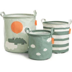 Done By Deer ™ Set Di Cestini Portaoggetti 3 Pezzi Happy Clouds Verde -Negozio online Pink Or Blue done by deer set di cestini portaoggetti 3 pezzi happy clouds verde a404421 1