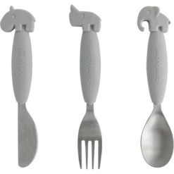 Done By Deer™ Set Di Posate Per Bambini, Grigio, Dal 6° Mese -Negozio online Pink Or Blue done by deer set di posate per bambini grigio dal 6 mese a281315 1