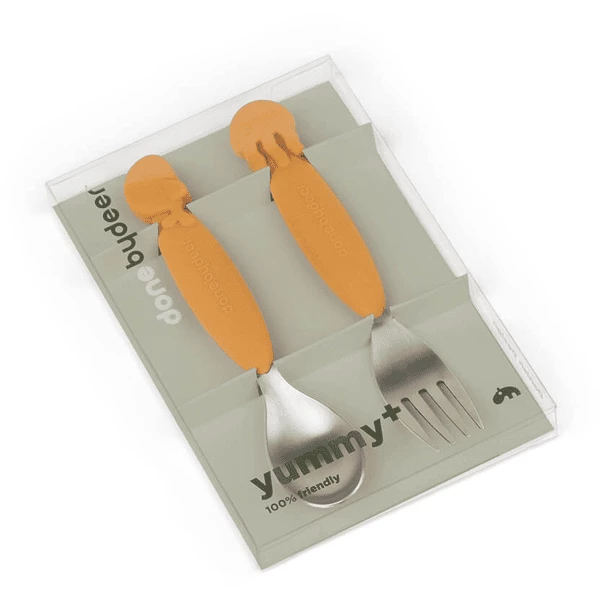 Done By Deer ™ Spoon & Fork Set YummyPlus Sea Friends In Giallo Senape 6 Done By Deer ™ Spoon & Fork Set YummyPlus Sea Friends In Giallo Senape - immagine 4