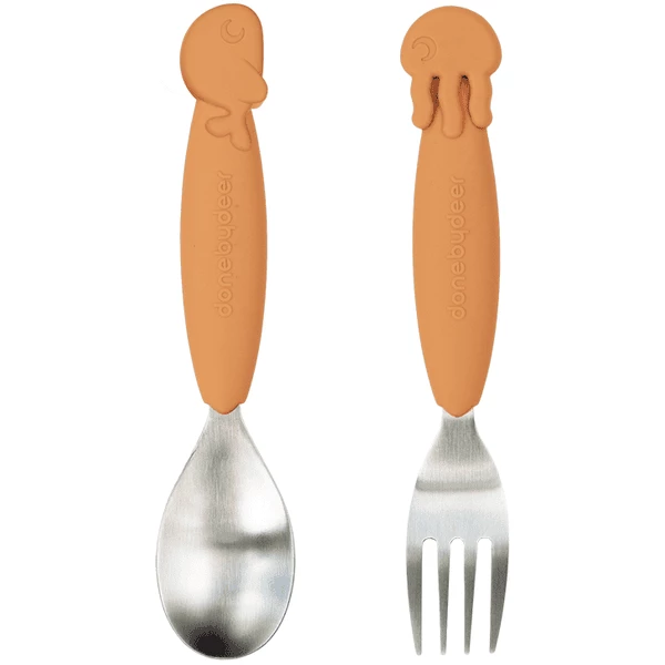 Done By Deer ™ Spoon & Fork Set YummyPlus Sea Friends In Giallo Senape 3 Done By Deer ™ Spoon & Fork Set YummyPlus Sea Friends In Giallo Senape