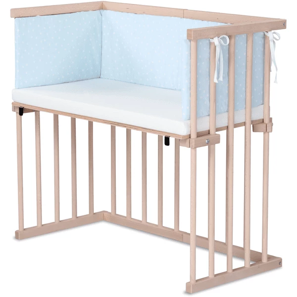 Dreamgood Lettino Co-sleeping In Faggio Naturale | Materasso Prime Air | Paracolpi, Celeste A Pois Bianchi 4 Dreamgood Lettino Co-sleeping In Faggio Naturale | Materasso Prime Air | Paracolpi, Celeste A Pois Bianchi - immagine 2
