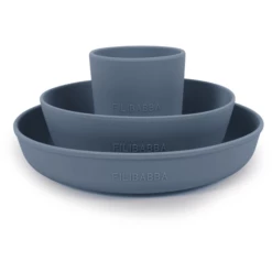 Filibabba Set Di Stoviglie In Silicone, Powder Blu