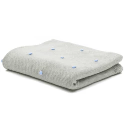 Fillikid Coperta A Maglia Grigia Con Pois Azzurri 100 X 80 Cm