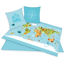 HERDING Set Lenzuola Mappamondo 135 X 200cm -Negozio online Pink Or Blue herding set lenzuola mappamondo 135 x 200cm a262153 2