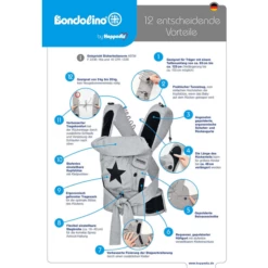 Hoppediz Marsupio Bondolino Plus Popeline One Size Grigio Stella -Negozio online Pink Or Blue hoppediz marsupio bondolino plus popeline one size grigio stella a272719 3