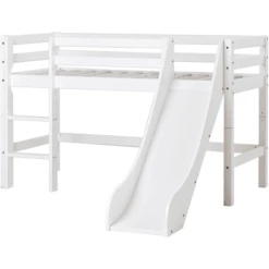 Hoppekids Mezzo Letto A Soppalco Basic Con Scivolo Bianco 70 X 160 Cm