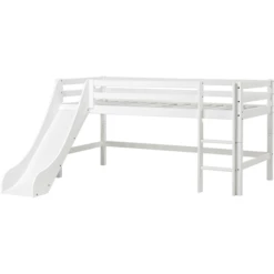 Hoppekids Mezzo Letto A Soppalco Basic Con Scivolo Bianco 90 X 200 Cm