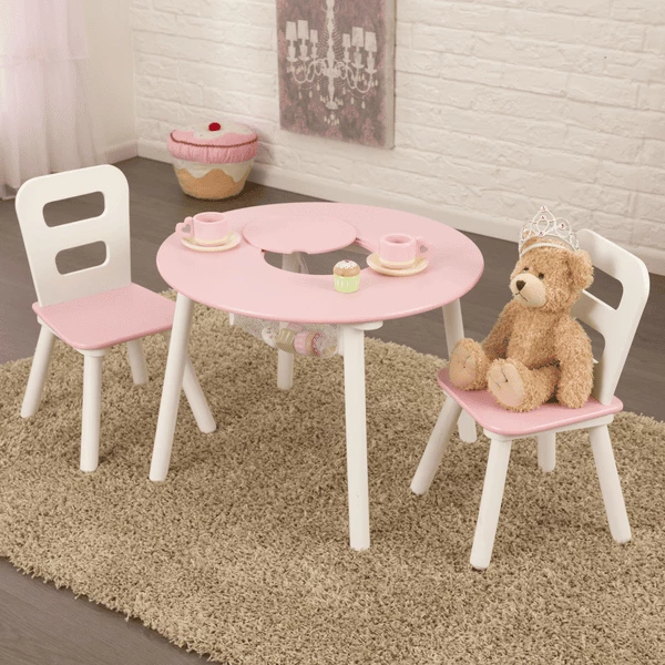 KidKraft® Tavolo Rotondo Con Due Sedie Bianco/rosa 5 KidKraft® Tavolo Rotondo Con Due Sedie Bianco/rosa - immagine 3