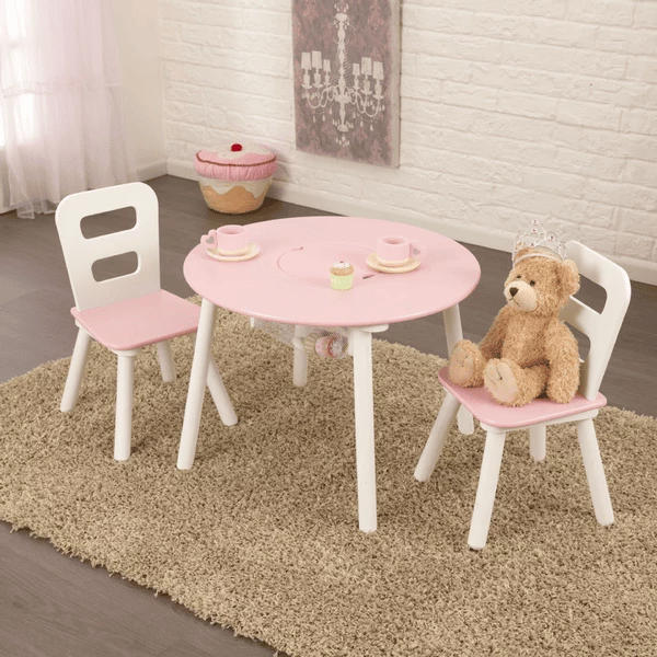 KidKraft® Tavolo Rotondo Con Due Sedie Bianco/rosa 6 KidKraft® Tavolo Rotondo Con Due Sedie Bianco/rosa - immagine 4