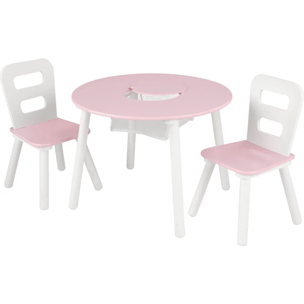 KidKraft® Tavolo Rotondo Con Due Sedie Bianco/rosa 3 KidKraft® Tavolo Rotondo Con Due Sedie Bianco/rosa