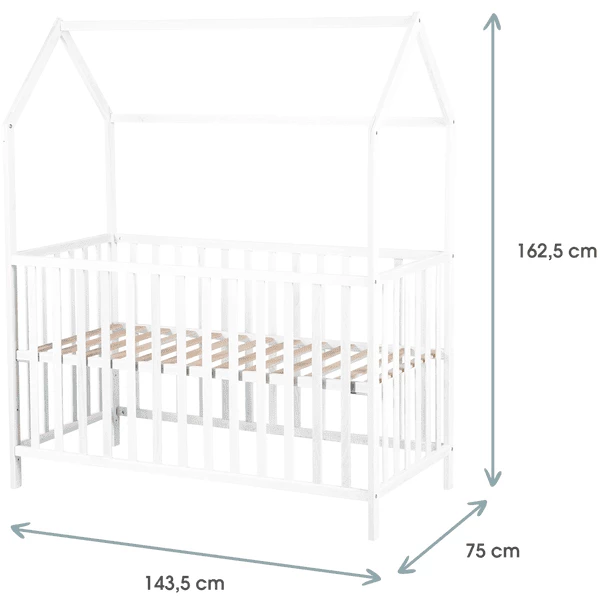 Kindsgard Letto A Forma Di Casa Lillehus 70 X 140 Cm, Bianco 4 Kindsgard Letto A Forma Di Casa Lillehus 70 X 140 Cm, Bianco - immagine 2