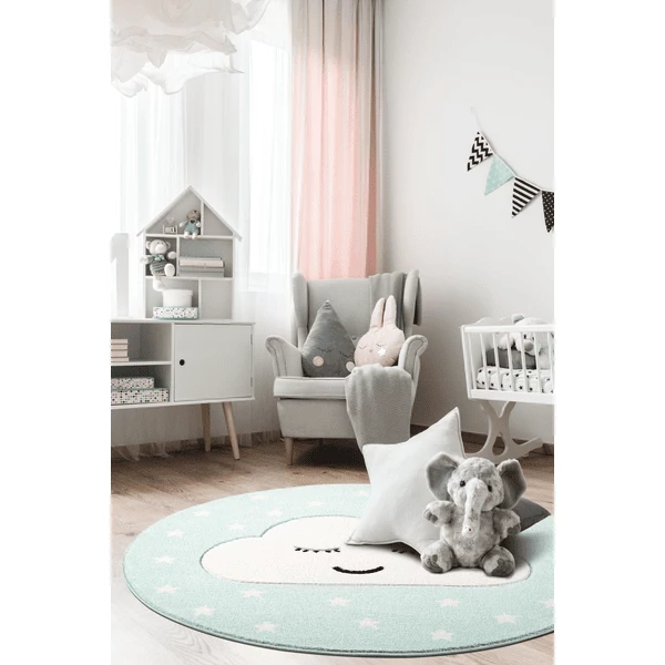 LIVONE Tappeto Da Gioco Per Bambini Kids Love Rugs Smiley Cloud, Menta/bianco, 160 Cm 6 LIVONE Tappeto Da Gioco Per Bambini Kids Love Rugs Smiley Cloud, Menta/bianco, 160 Cm - immagine 4