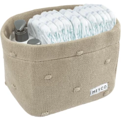 MEYCO Cestino Per Fasciatoio Medium Nodi Sand -Negozio online Pink Or Blue meyco cestino per fasciatoio medium nodi sand a388966 1