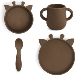 Nuuroo Set Di Stoviglie Lykke Giraffe 4 Pezzi, Ghiandaia