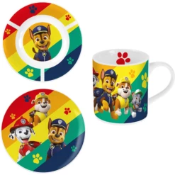 P:os Set Piatti Colazione Paw Patrol In Ceramica, 3 Pezzi