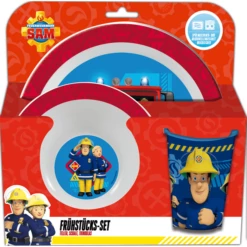 P:os Set Piatti Colazione Pompiere Sam, 3 Pezzi -Negozio online Pink Or Blue p os set piatti colazione pompiere sam 3 pezzi a329839 1