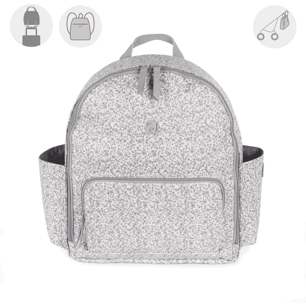 Pasito A Pasito Zaino Fasciatoio Porta Pannolini - Grigio Con Fiori 4 Pasito A Pasito Zaino Fasciatoio Porta Pannolini - Grigio Con Fiori - immagine 2