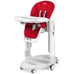 Peg Perego Seggiolone Tatamia Follow Me Fragola, Ecopelle