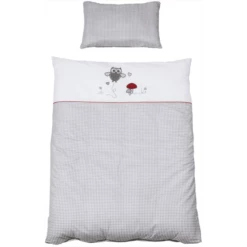 ROBA Set Biancheria Per Lettino 2 Pezzi 100 X 135cm Gufetto, Grigio Bianco