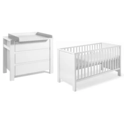 SCHARDT Set Cameretta Milano Con Lettino, Fasciatoio Con Base D'Appoggio, Lati Trasformabili